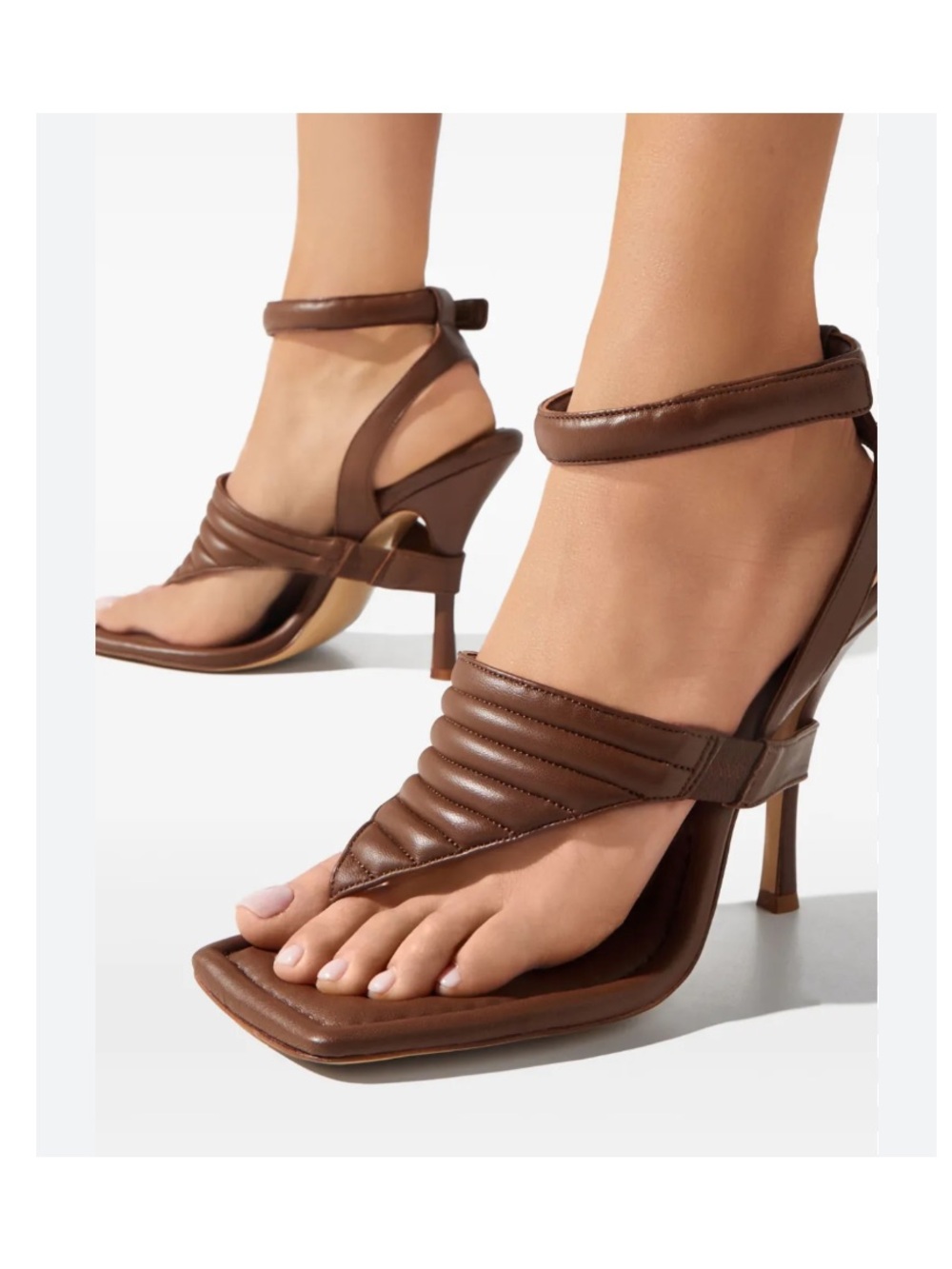 GIA BORGHINI 110mm Ankle Strap Square Toe Puffer Sandals